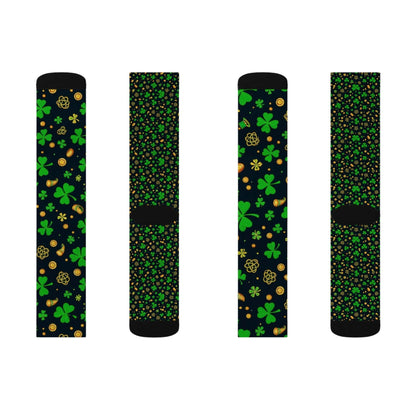 St. Patrick's Day Sublimation Socks - Lucky Shamrock Design