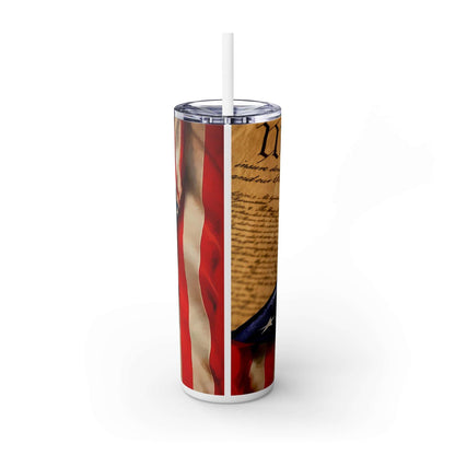 Patriotic Skinny Tumbler with Straw | 20oz USA Flag & Constitution Design