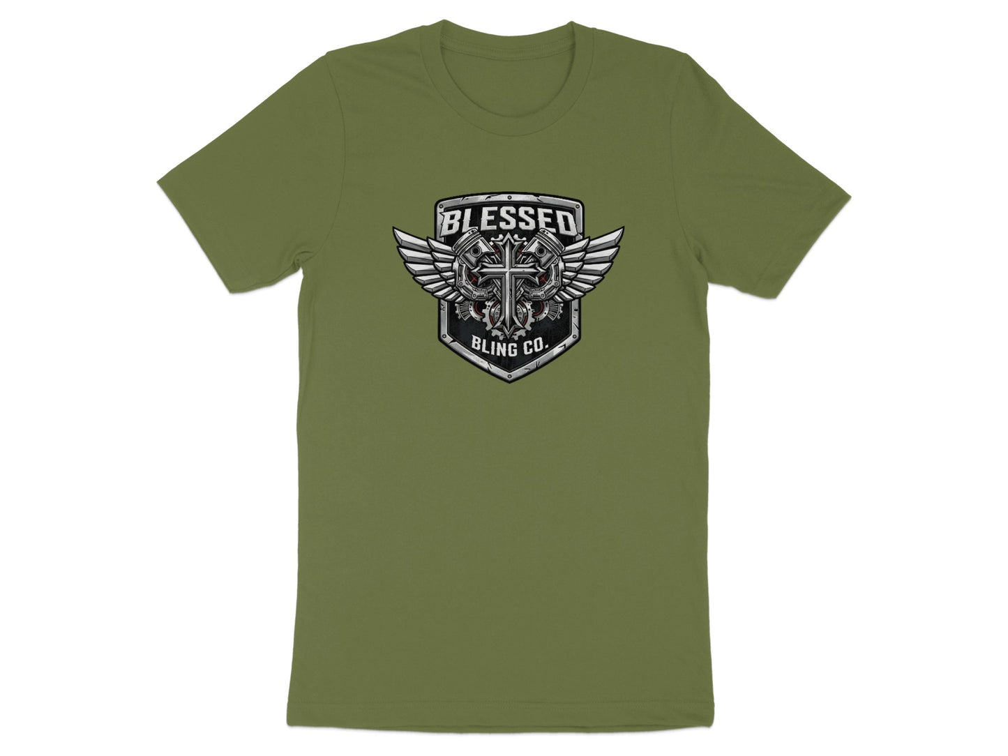 Blessed Bling Co Cross Graphic Army Green Shirt product type