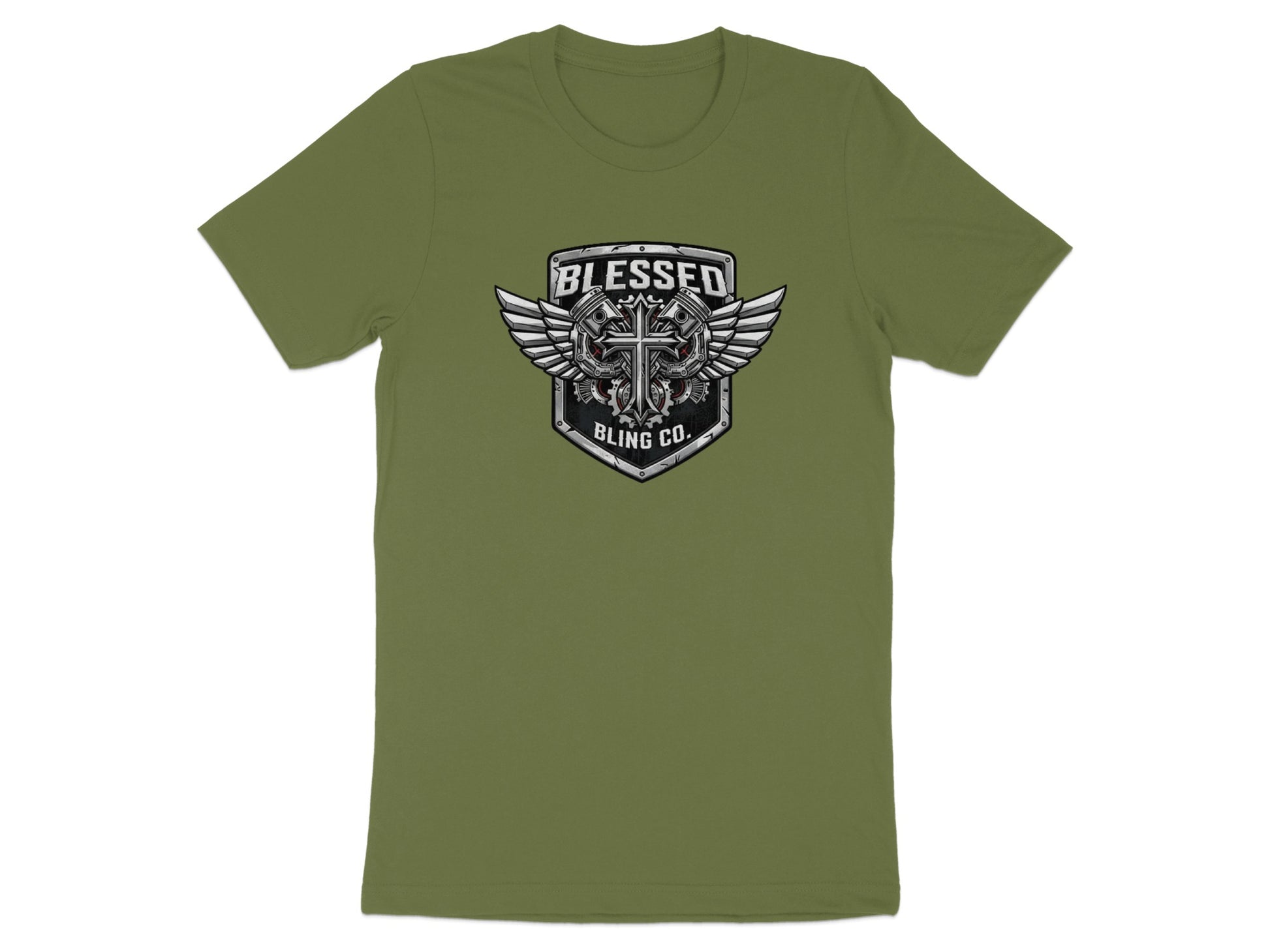 Blessed Bling Co Cross Graphic Army Green Shirt product type