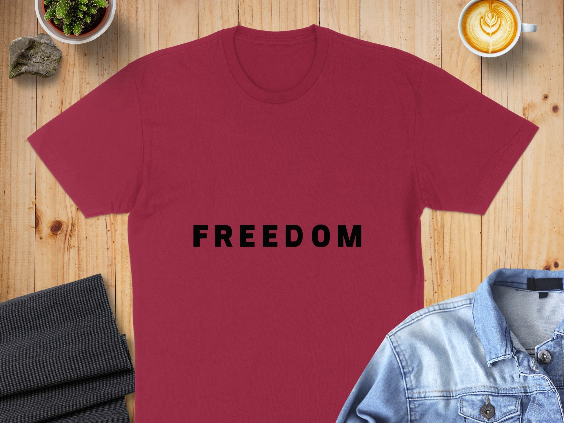 Bold FREEDOM Statement Maroon Shirt Casual Product