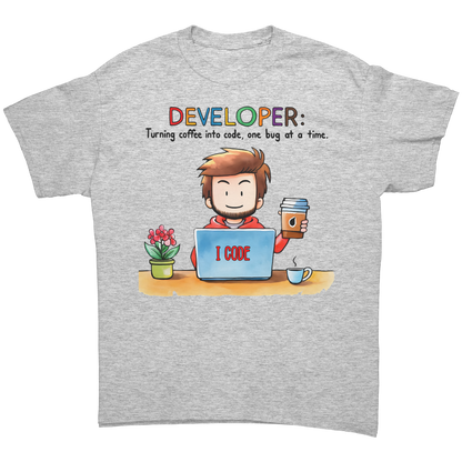 Developer - Turning Coffee into Code - Premium Unisex t-Shirt
