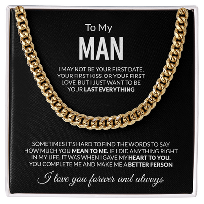 To My Man Love Message Card – Romantic Gift for Husband or Boyfriend | “Last Everything” Keepsake