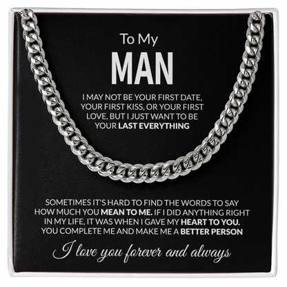 To My Man Love Message Card – Romantic Gift for Husband or Boyfriend | “Last Everything” Keepsake
