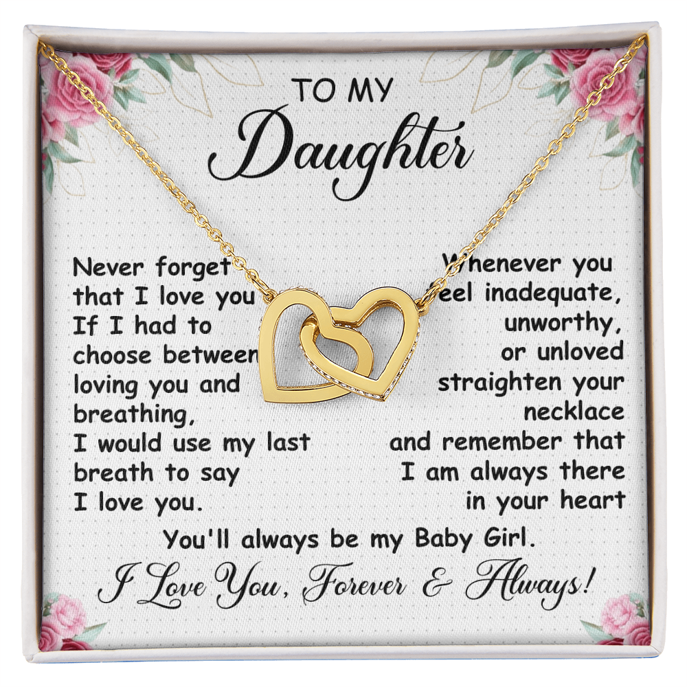 To My Daughter - Linked Hearts Necklace