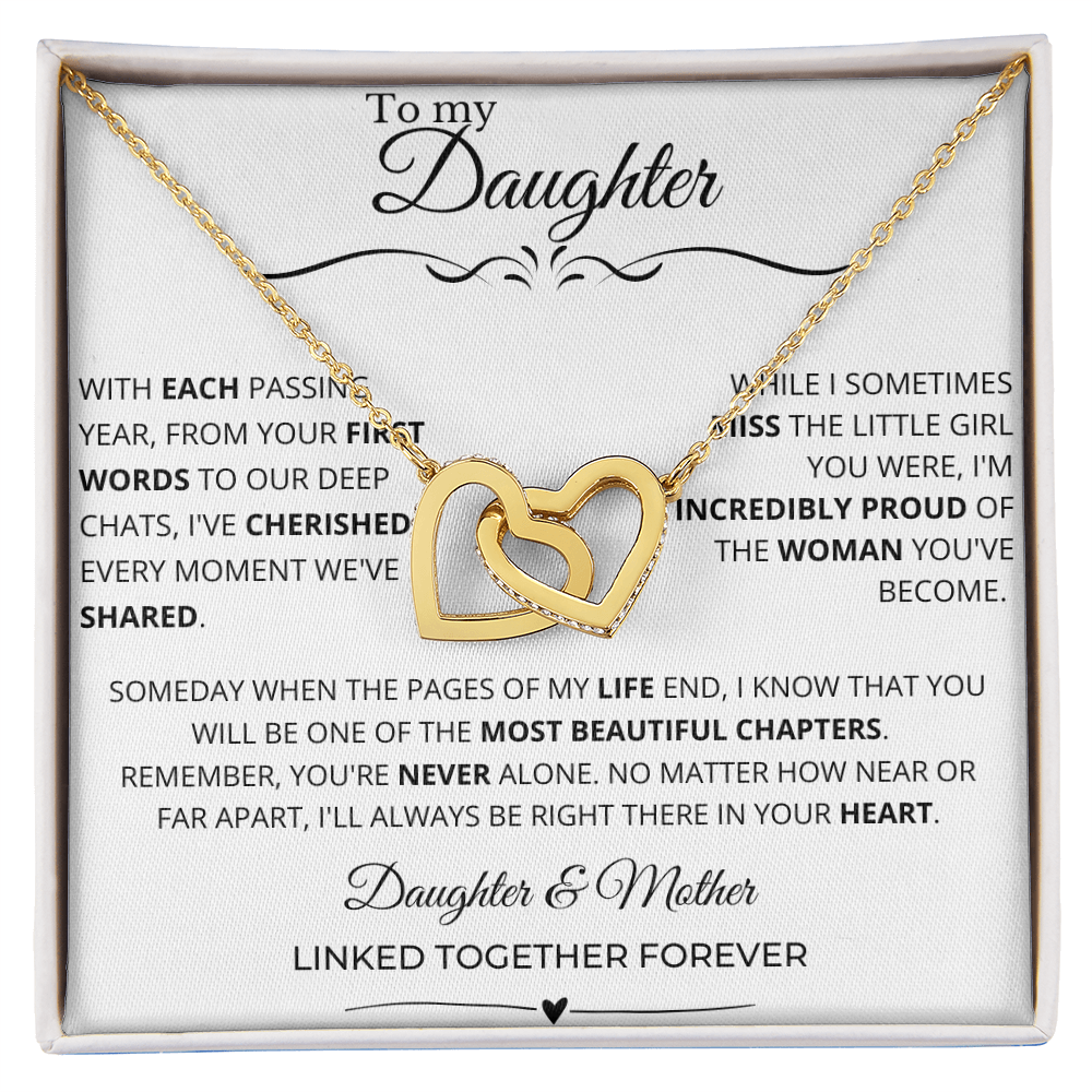 To My Daughter - Linked Hearts Necklace