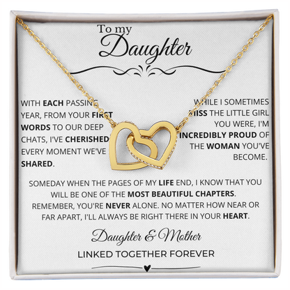 To My Daughter - Linked Hearts Necklace