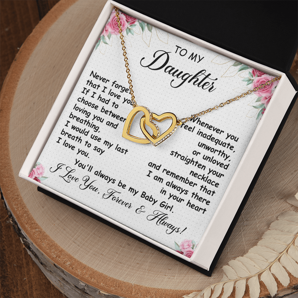 To My Daughter - Linked Hearts Necklace