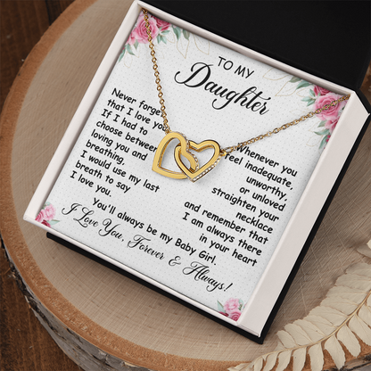 To My Daughter - Linked Hearts Necklace
