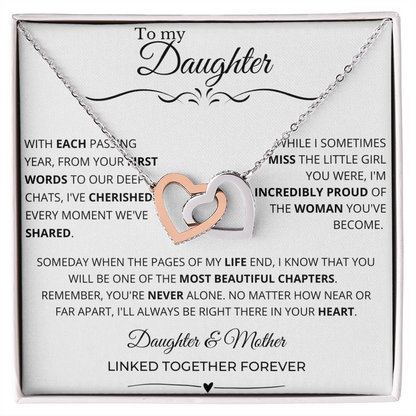 To My Daughter - Linked Hearts Necklace