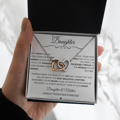 To My Daughter - Linked Hearts Necklace