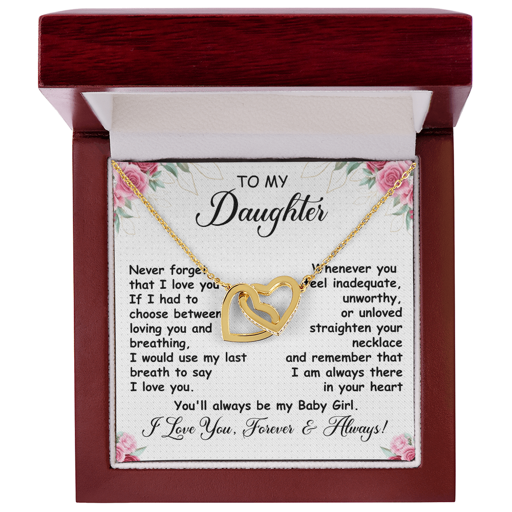To My Daughter - Linked Hearts Necklace