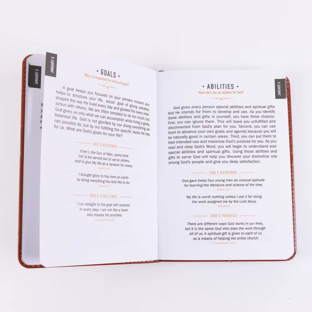 One Minute with God for Men 365 Devotions, Brown Faux Leather Flexcover, Ideal Gift for Dad, Husband, Pastor