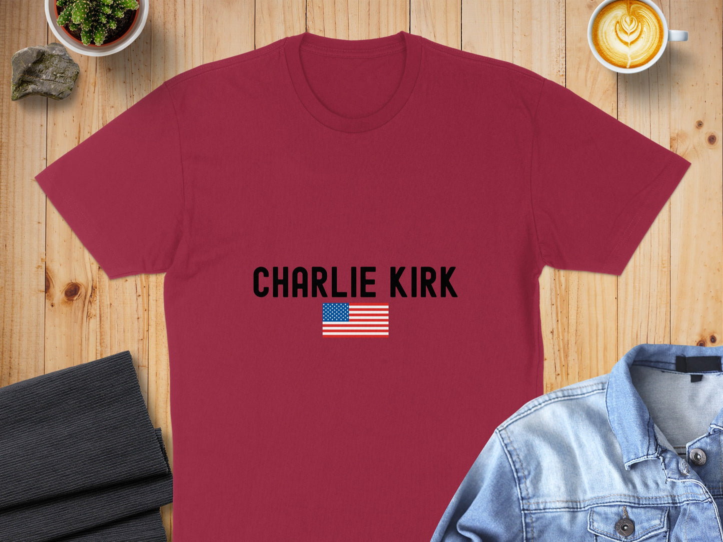 CHARLIE KIRK American Flag Graphic Red T-shirt product