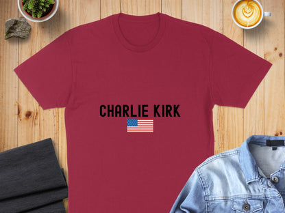 CHARLIE KIRK American Flag Graphic Red T-shirt product