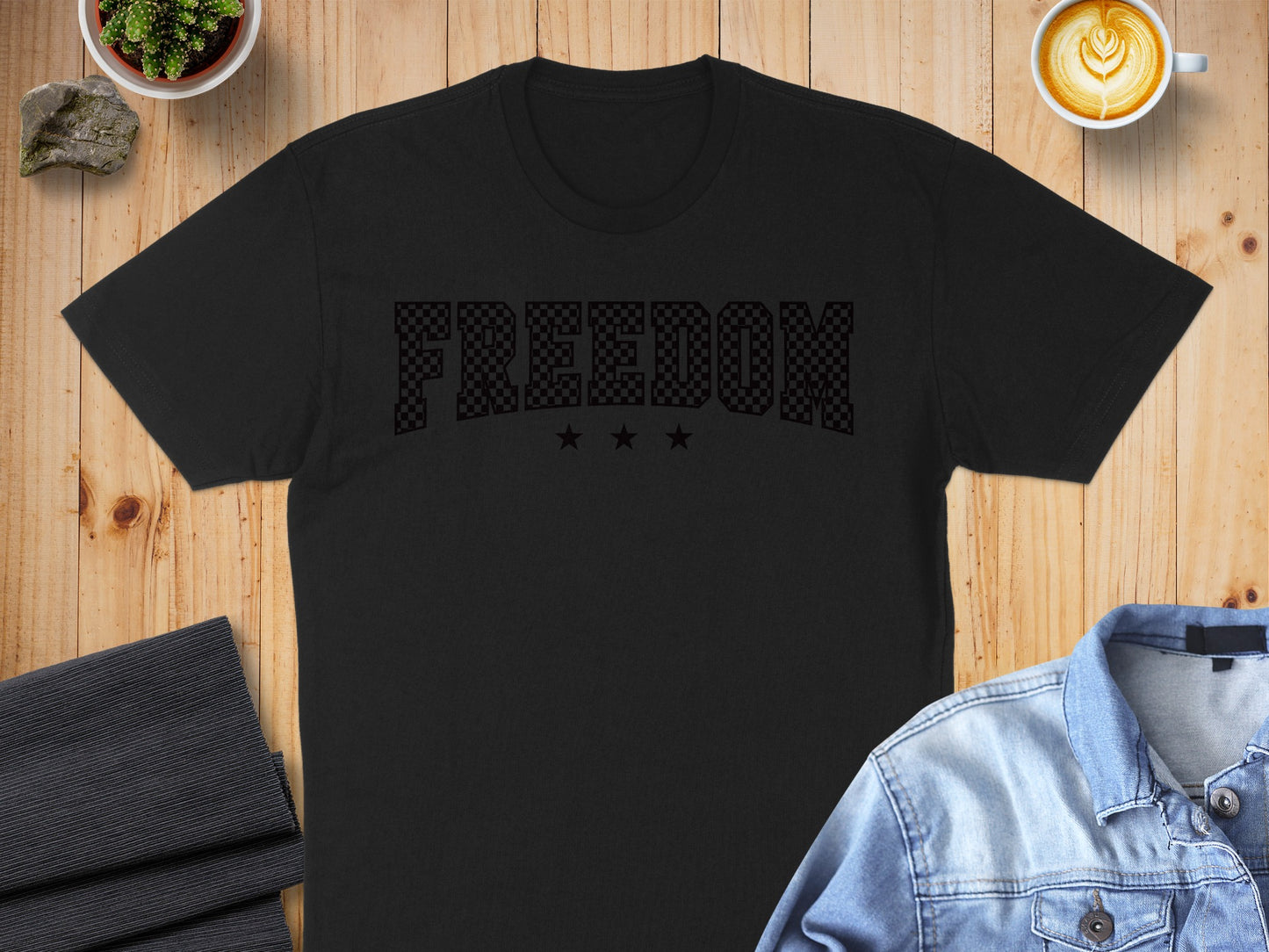 Freedom Lettering with Stars Design T-shirt product