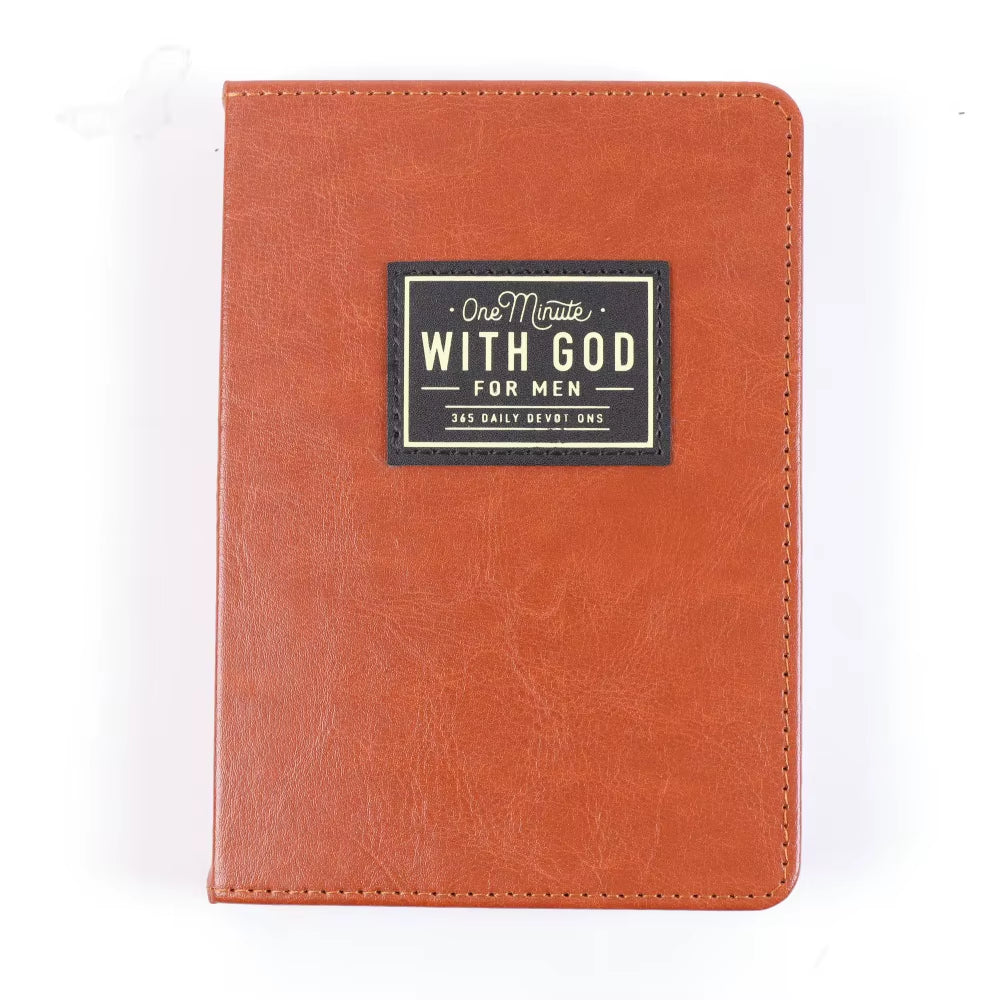 One Minute with God for Men 365 Devotions, Brown Faux Leather Flexcover, Ideal Gift for Dad, Husband, Pastor