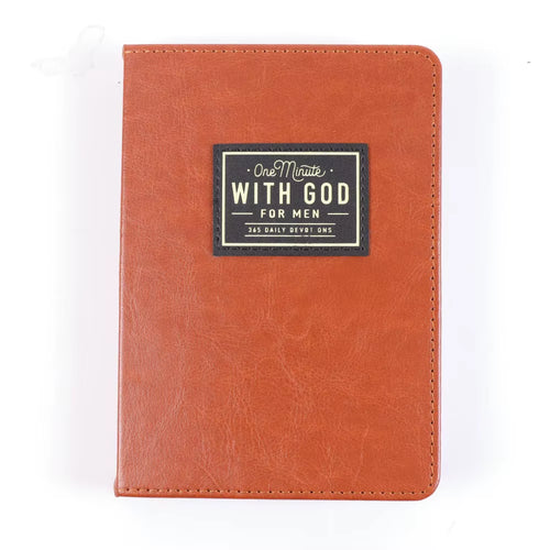 One Minute with God for Men 365 Devotions, Brown Faux Leather Flexcover, Ideal Gift for Dad, Husband, Pastor